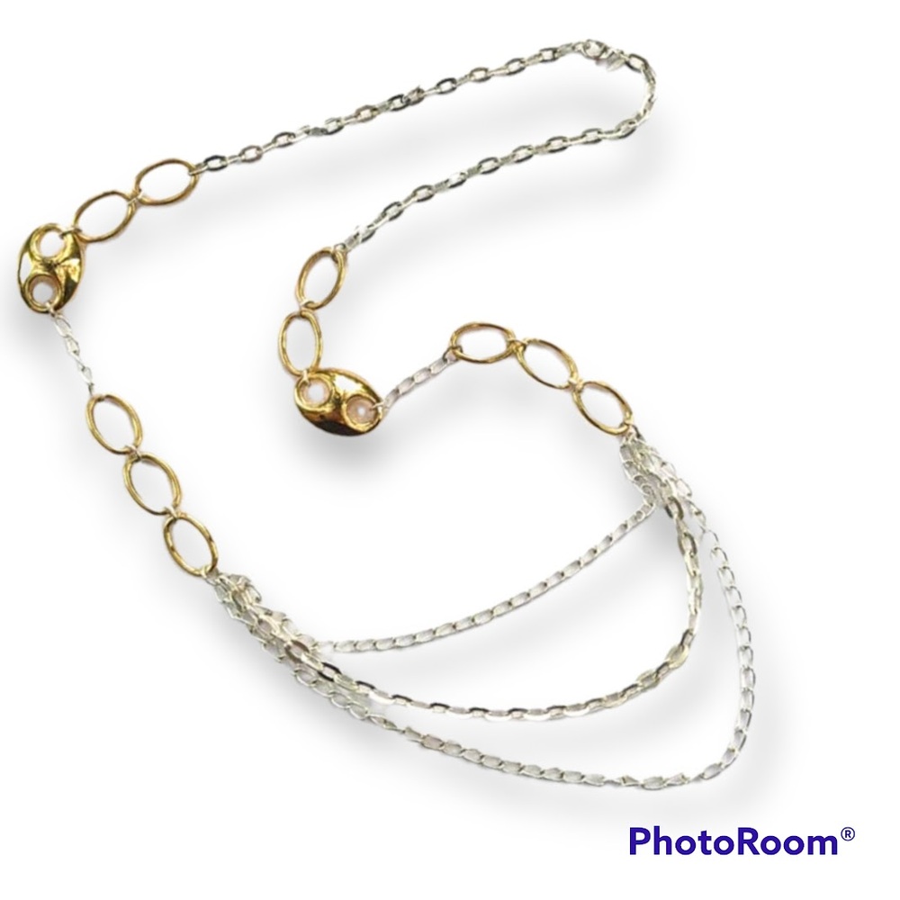Gold and silver tone elegant statement necklace